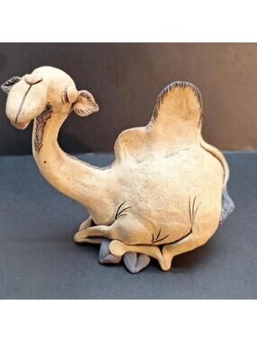 Vintage Handmade Signed BIER 89 Camel Clay Figurine